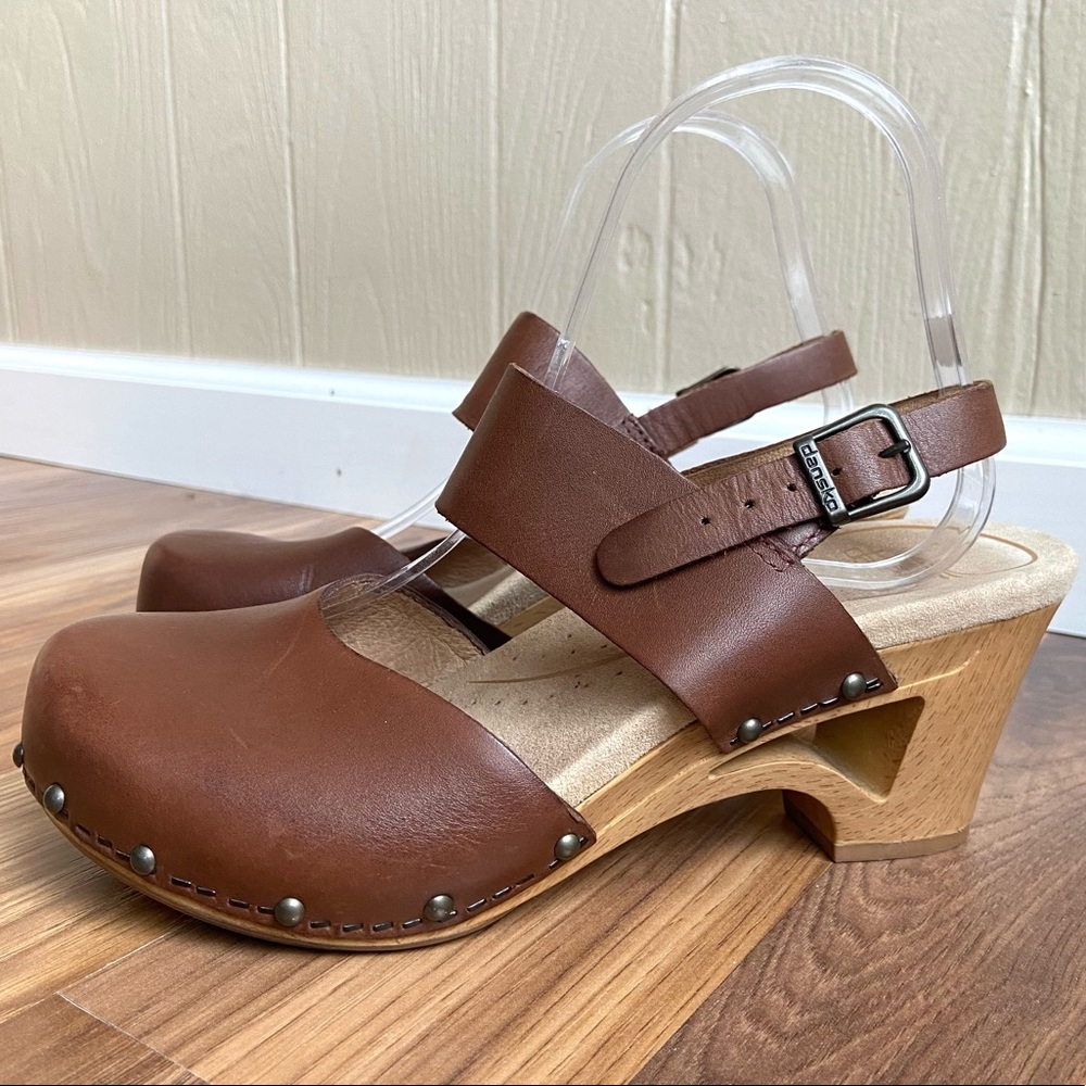 Dansko Leather Thea Clog Slingback Cut Out Sandals